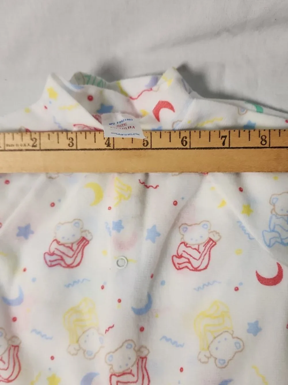 80s 90s Carter's Baby Interlock Knit Footed Sleeper Lot Pastel Teddy Bear M VTG